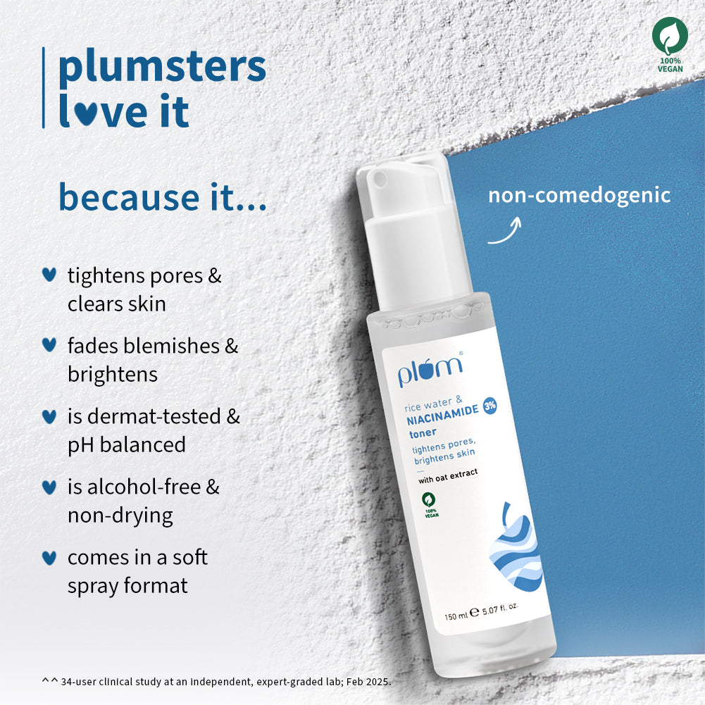 Plum 3% Niacinamide & Rice Water Toner for Bright Skin | Reduces Pores In 3 Days | Alcohol-Free | Dermat-Tested, 150ml Buy at Indicrest Image 4