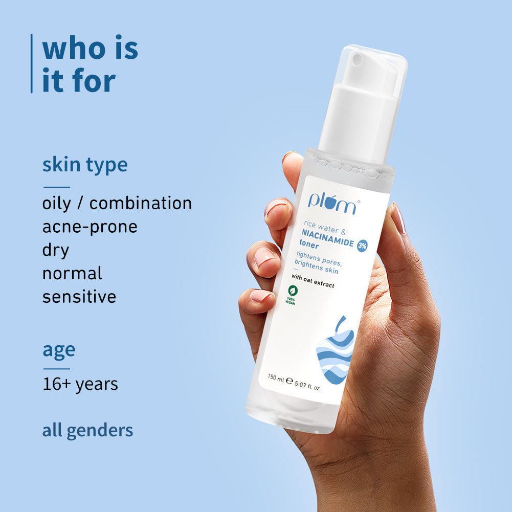 Plum 3% Niacinamide & Rice Water Toner for Bright Skin | Reduces Pores In 3 Days | Alcohol-Free | Dermat-Tested, 150ml Buy at Indicrest Image 6