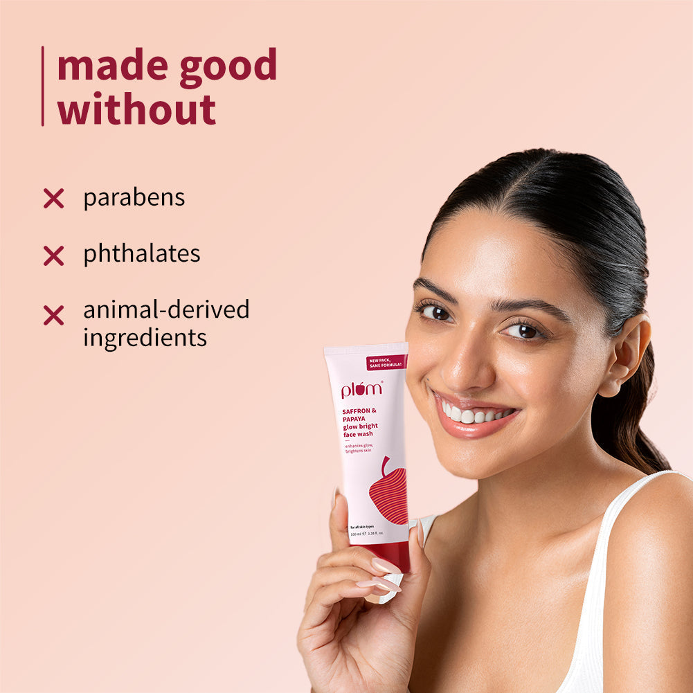Plum Saffron & Papaya Glow Bright Face Wash | Enhances Glow | Brightens Skin | Gentle & Non-Drying, 100g Buy at Indicrest Image 8