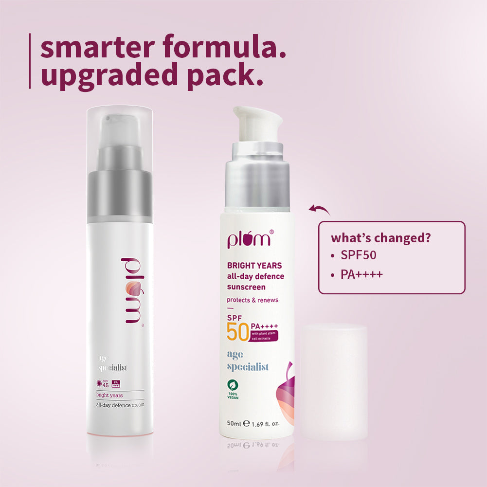 Plum Plum Bright Years All-Day Defence SPF 45 Sunscreen for Mature Skin | With Plant Stem Cell Extracts | Skin Aging, 45ml Buy at Indicrest Image 2