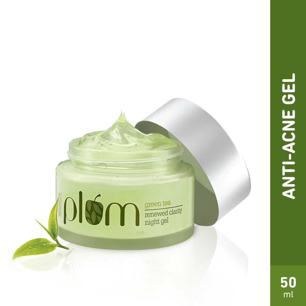 Plum Green Tea Renewed Clarity Night Gel Cream for Oily Skin | Fights Acne| Overnight Hydration |Lightweight & Non-Greasy, 50ml Buy at Indicrest Image 2