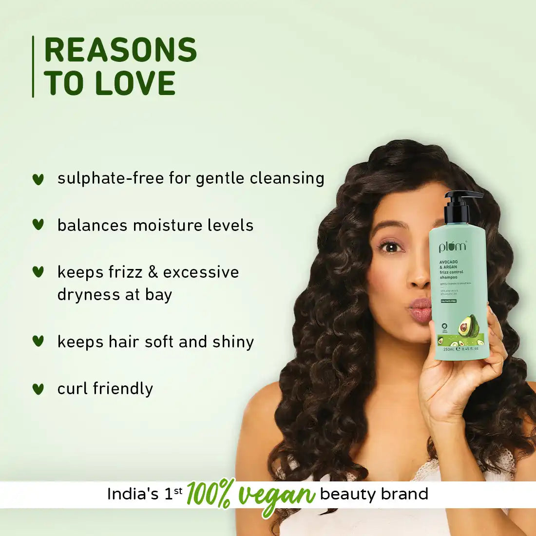 Plum Avocado & Argan Frizz Control Shampoo | Reduces Frizz | Conditions Strands, 250ml Buy at Indicrest Image 2