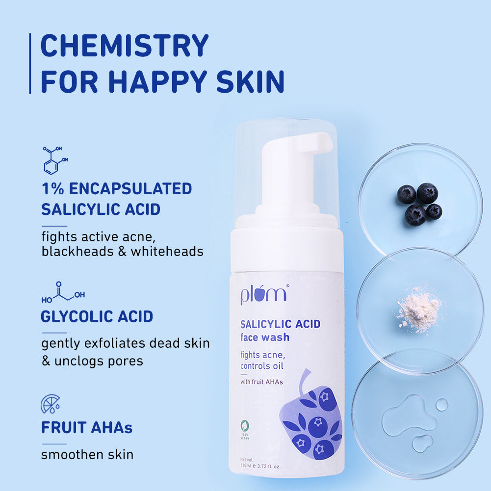 Plum 1% Encapsulated Salicylic Acid Foaming Face Wash for Acne | Fights Acne | Controls Oil | Smoothens Skin, 110ml Buy at Indicrest Image 12
