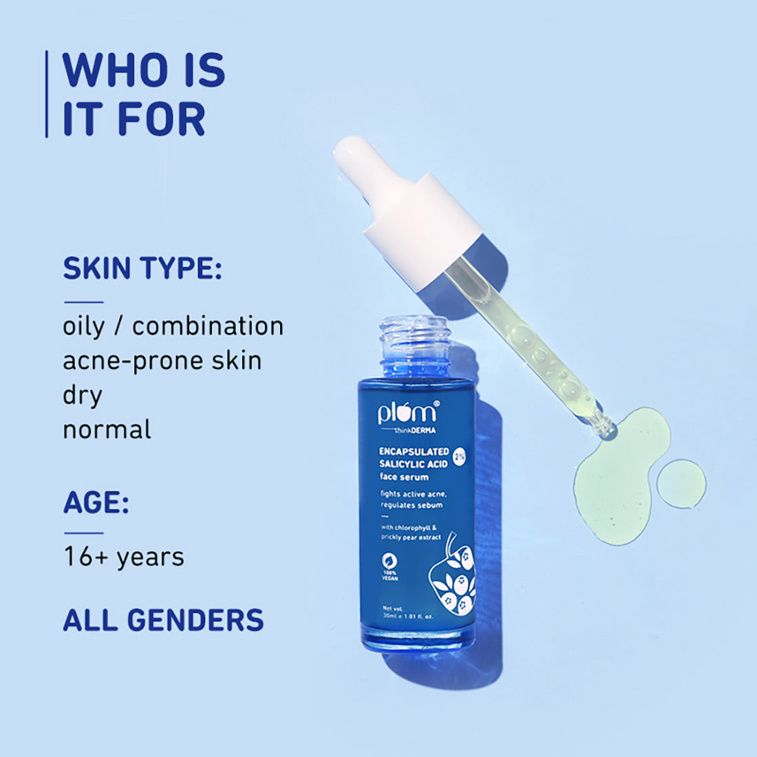 Plum 2% Encapsulated Salicylic Acid Anti-Acne Face Serum | Fights Active Acne | Controls Oil | Smoothens Skin, 30ml Buy at Indicrest Image 3