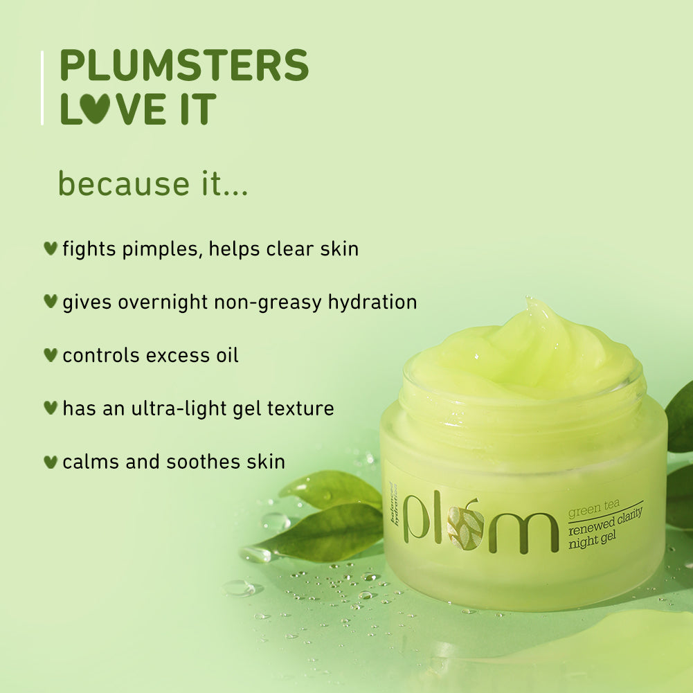 Plum Green Tea Renewed Clarity Night Gel Cream for Oily Skin | Fights Acne| Overnight Hydration |Lightweight & Non-Greasy, 50ml x 2 Buy at Indicrest Image 10