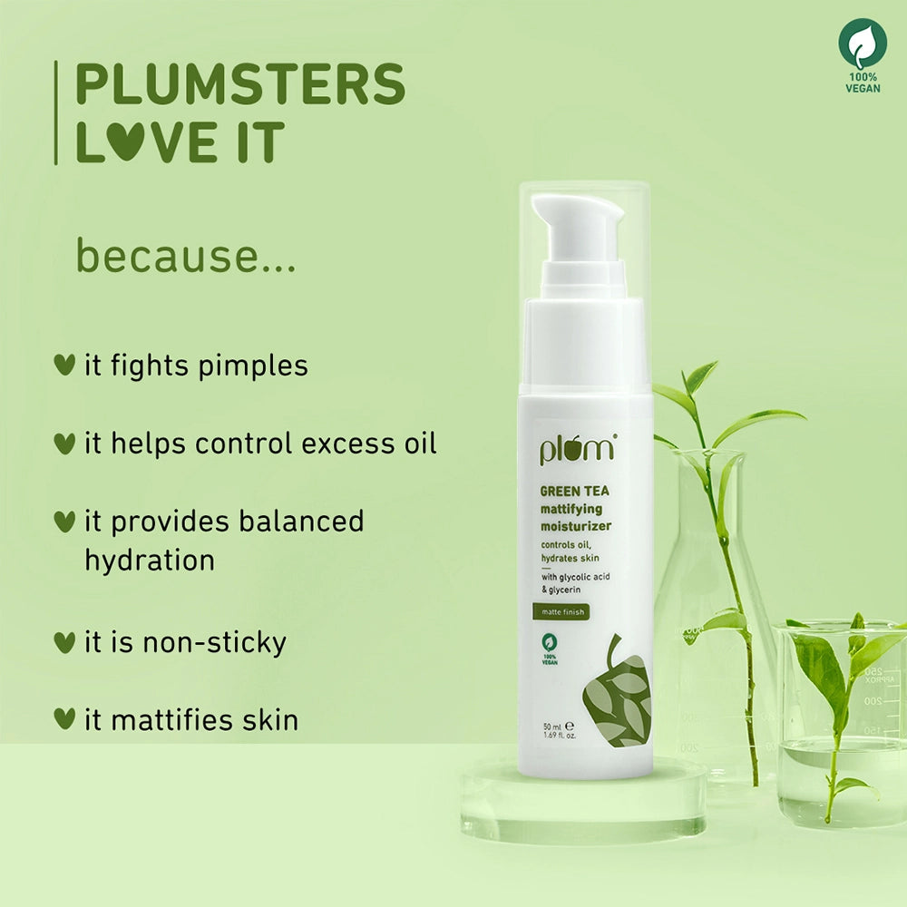 Plum Green Tea Mattifying Moisturizer for Oily Skin | Fights Acne & Controls Oil | Lightweight & Non-Greasy, 50ml Buy at Indicrest Image 3