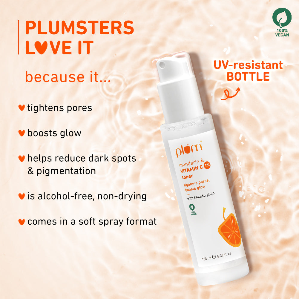 Plum Vitamin C Face Toner with Mandarin & Kakadu Plum | Boosts Glow | Fades Dark Spots & Hyperpigmentation | Tightens Pores, 150ml Buy at Indicrest Image 3