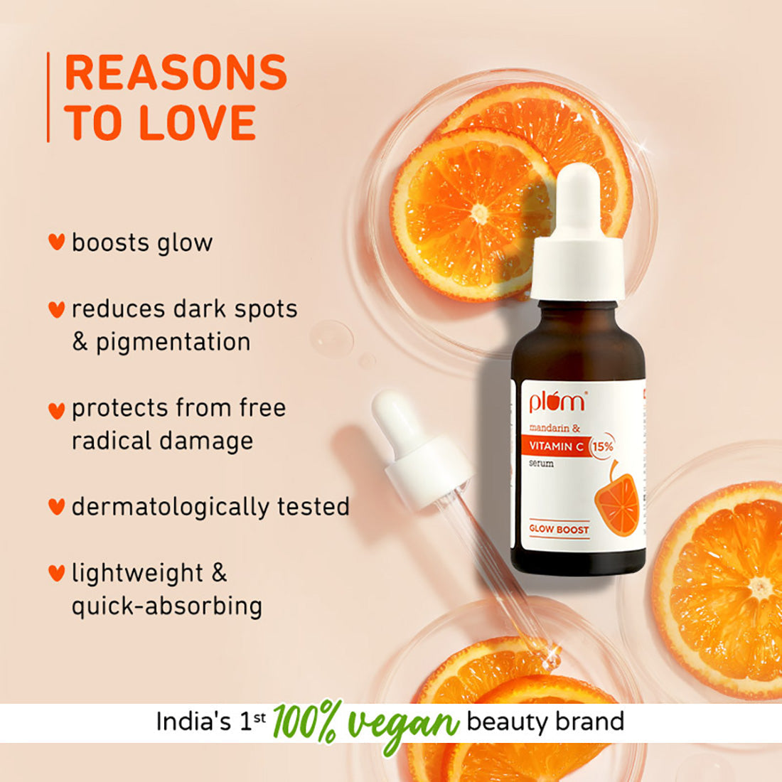 Plum 15% Vitamin C Serum with Mandarin for glowing skin | Boosts Glow & Fades Dark Spots In 2 Weeks | Dermat-Tested, 20ml Buy at Indicrest Image 15