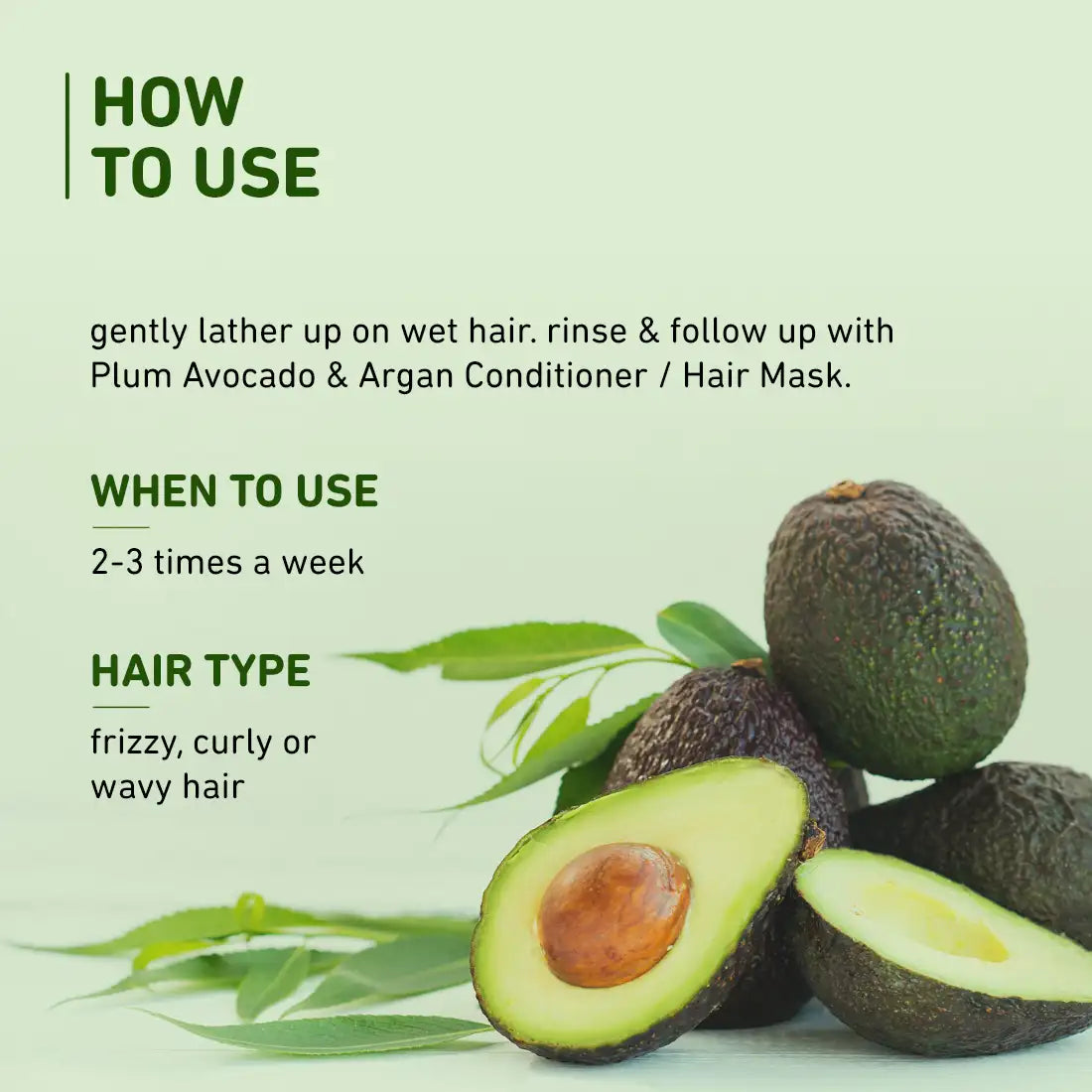 Plum Avocado & Argan Frizz Control Shampoo | Reduces Frizz | Conditions Strands, 250ml Buy at Indicrest Image 3