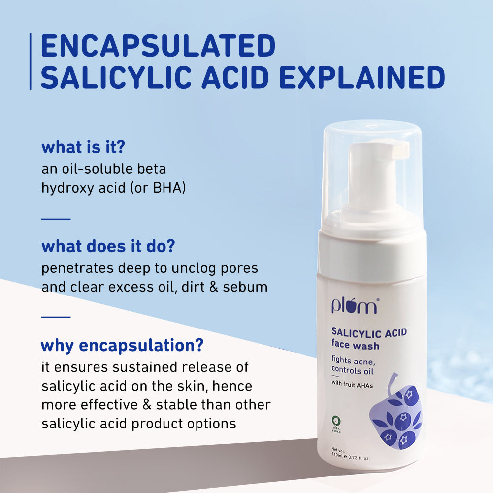 Plum 1% Encapsulated Salicylic Acid Foaming Face Wash for Acne | Fights Acne | Controls Oil | Smoothens Skin, 110ml Buy at Indicrest Image 4