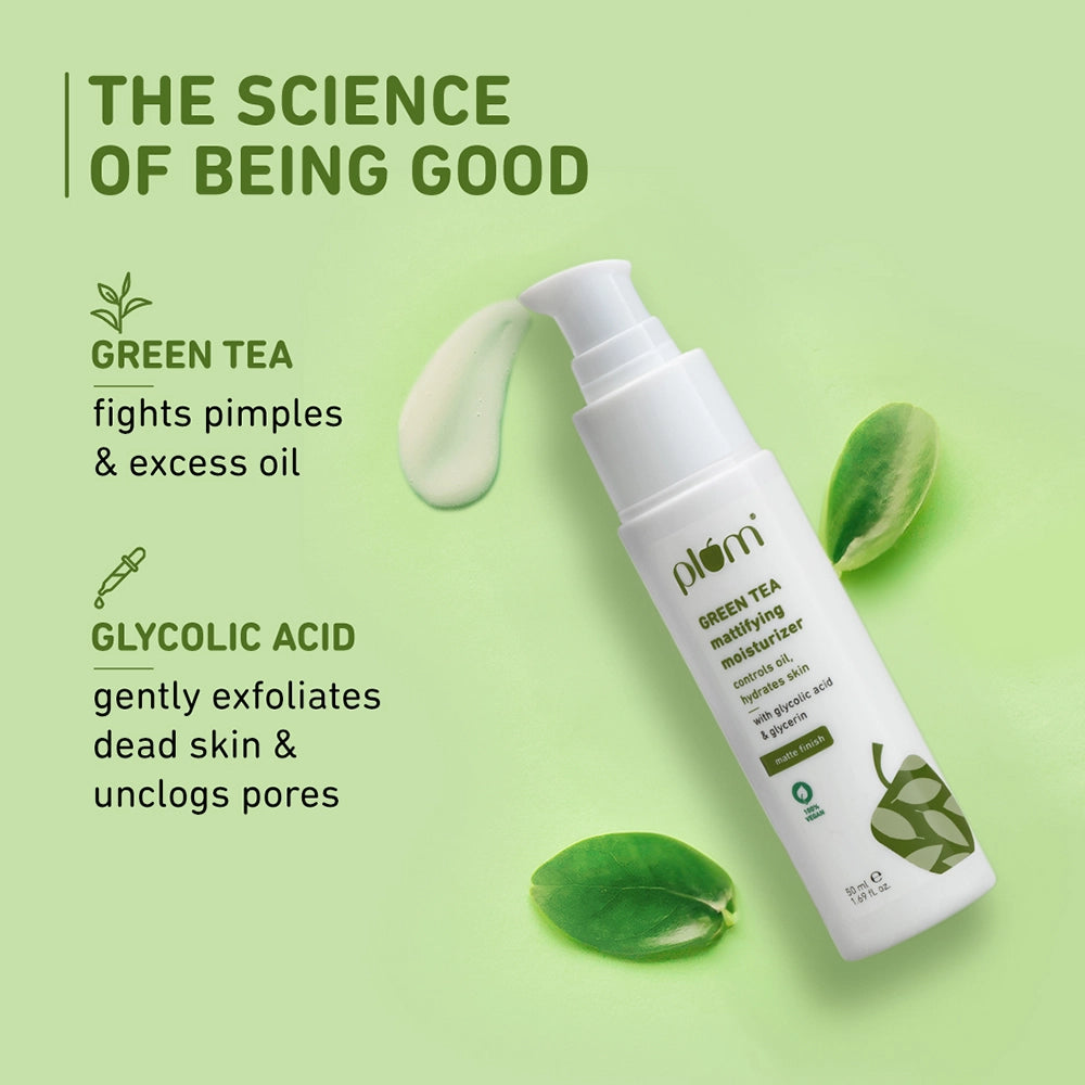 Plum Green Tea Mattifying Moisturizer for Oily Skin | Fights Acne & Controls Oil | Lightweight & Non-Greasy, 50ml Buy at Indicrest Image 4