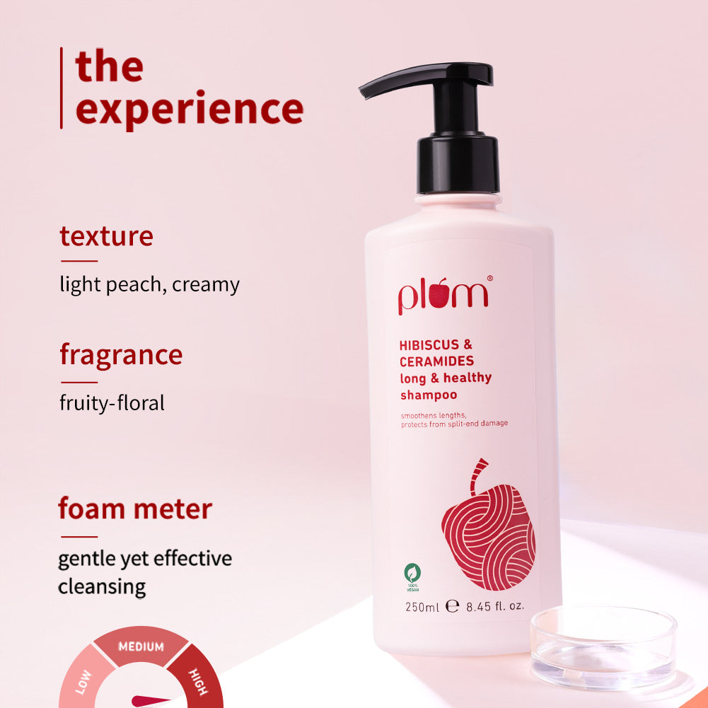 Plum Hibiscus & Ceramides Shampoo for Split Ends | Boosts Hair Growth | Prevents Split Ends, 250ml Buy at Indicrest Image 4