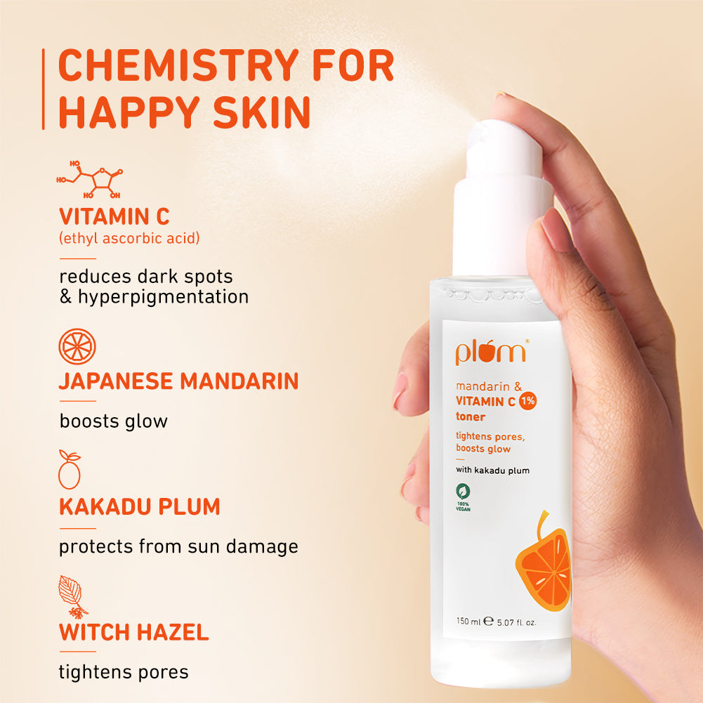 Plum Vitamin C Face Toner with Mandarin & Kakadu Plum | Boosts Glow | Fades Dark Spots & Hyperpigmentation | Tightens Pores, 150ml Buy at Indicrest Image 5