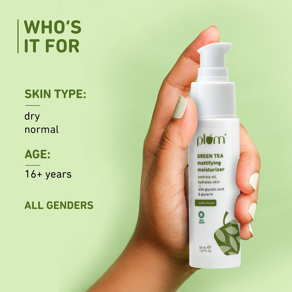 Plum Green Tea Mattifying Moisturizer for Oily Skin | Fights Acne & Controls Oil | Lightweight & Non-Greasy, 50ml Buy at Indicrest Image 7