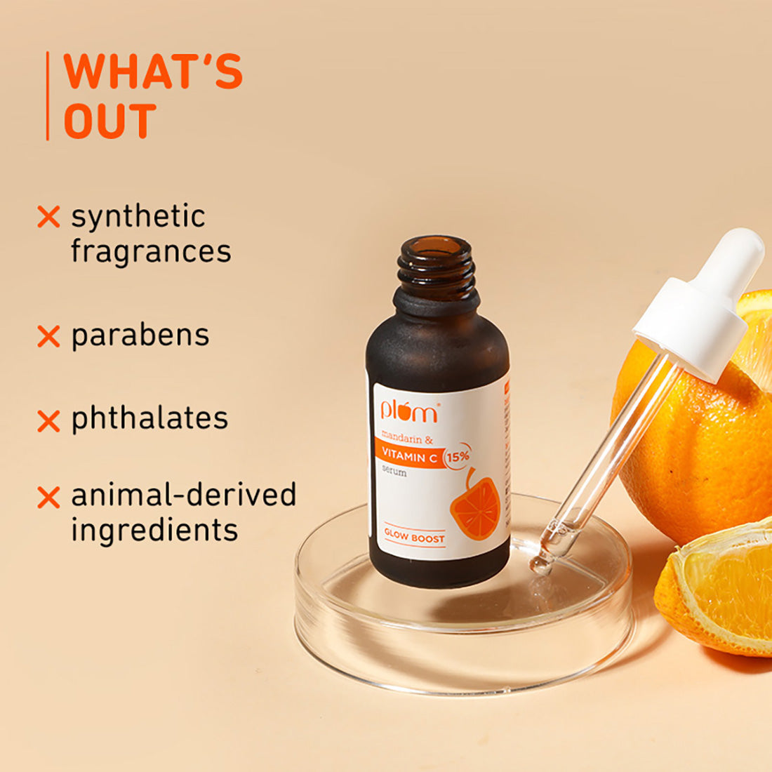 Plum 15% Vitamin C Serum with Mandarin for glowing skin | Boosts Glow & Fades Dark Spots In 2 Weeks | Dermat-Tested, 30ml Buy at Indicrest Image 7