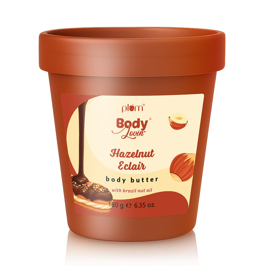 Plum Hazelnut Eclair Body Butter by Plum BodyLovin' | Deep Moisturization | Shea Butter & Brazil Nut Oil | Decadent Hazelnut Chocolate Fragrance | Non-Greasy & Lightweight, 180g Buy at Indicrest Image 8