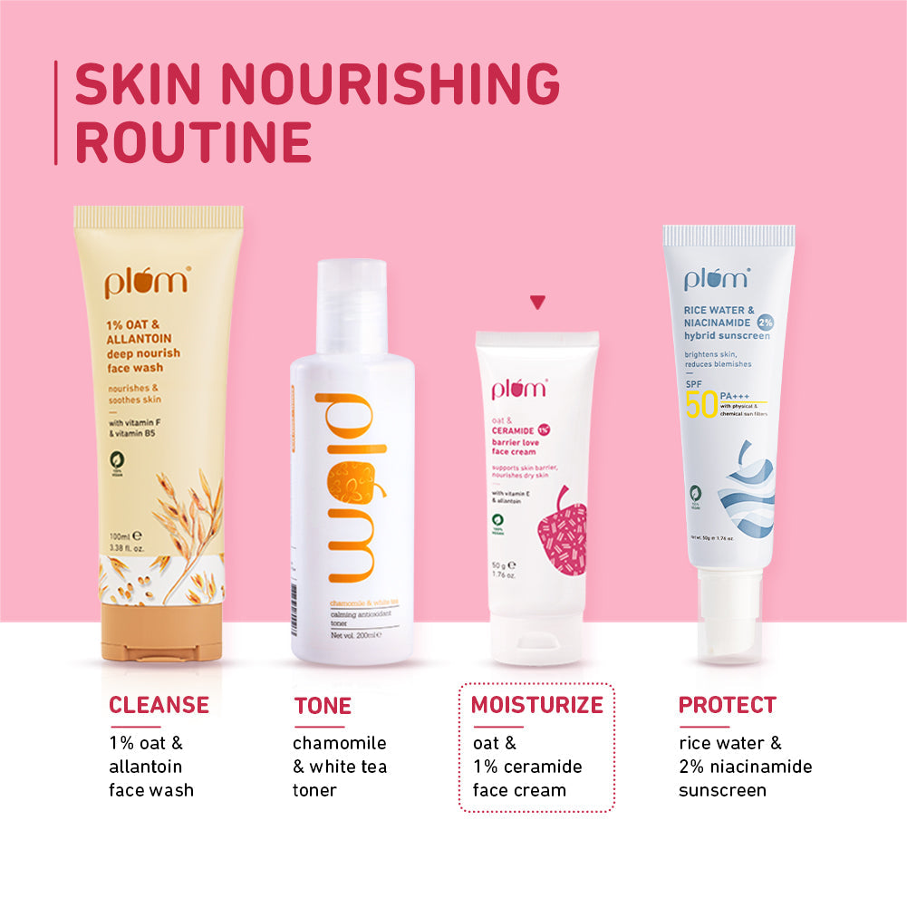 Plum Oat & 1% Ceramide Face Cream for Dry Skin | "3X Lasting Moisturization | Strengthens Skin Barrier | Dermat- Tested, 50g Buy at Indicrest Image 10
