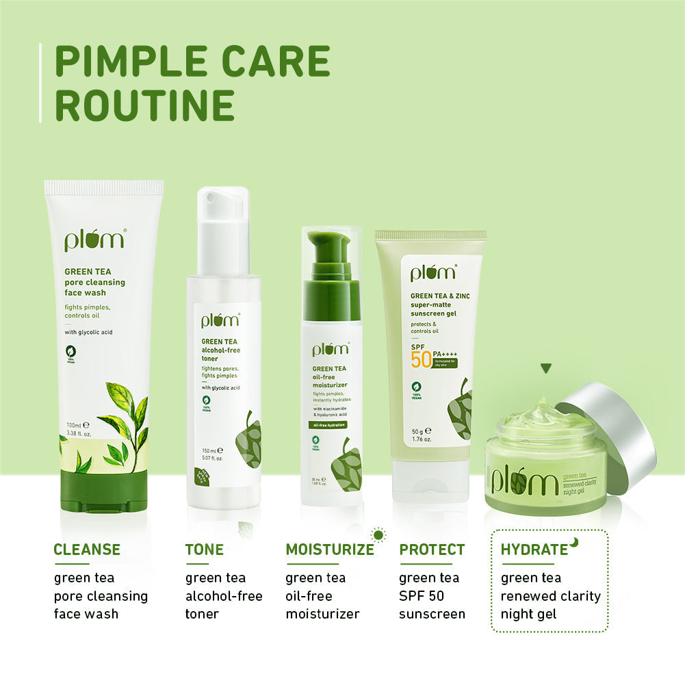 Plum Green Tea Renewed Clarity Night Gel Cream for Oily Skin | Fights Acne| Overnight Hydration |Lightweight & Non-Greasy, 50ml Buy at Indicrest Image 8