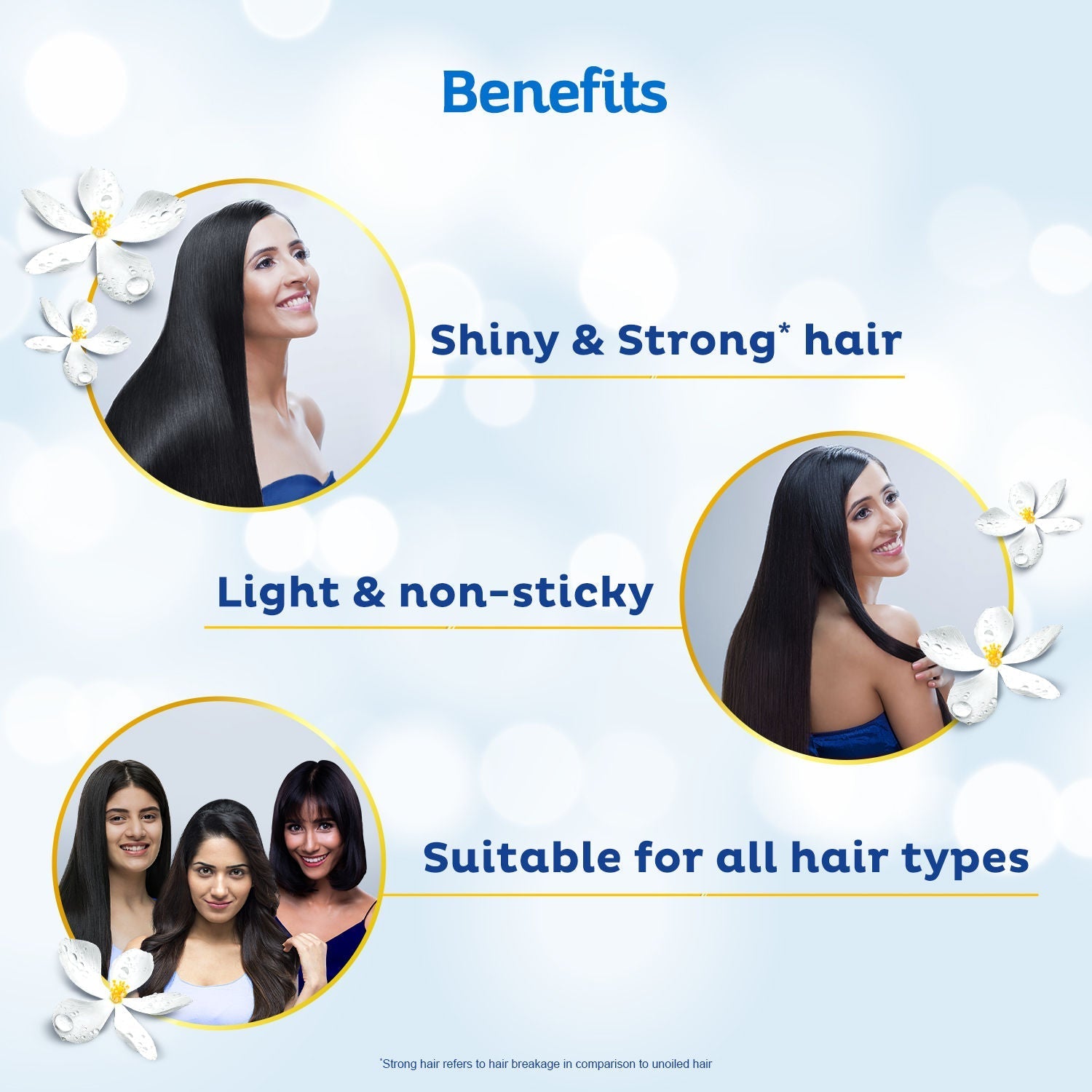 Parachute Advansed Jasmine Gold Coconut Hair Oil, Vitamin-E, Super Shiny Hair, Non-sticky, 500ml Buy at Indicrest Image 4