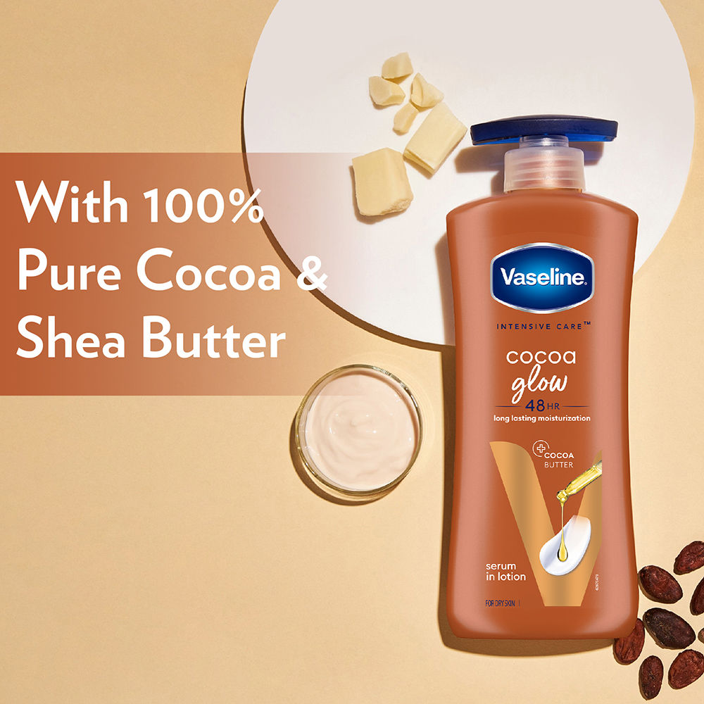 Vaseline Intensive Care Cocoa Glow 48 HR Long Lasting Serum In Lotion With 100% Pure Cocoa & Shea Butter, 400ml Buy at Indicrest Image 5