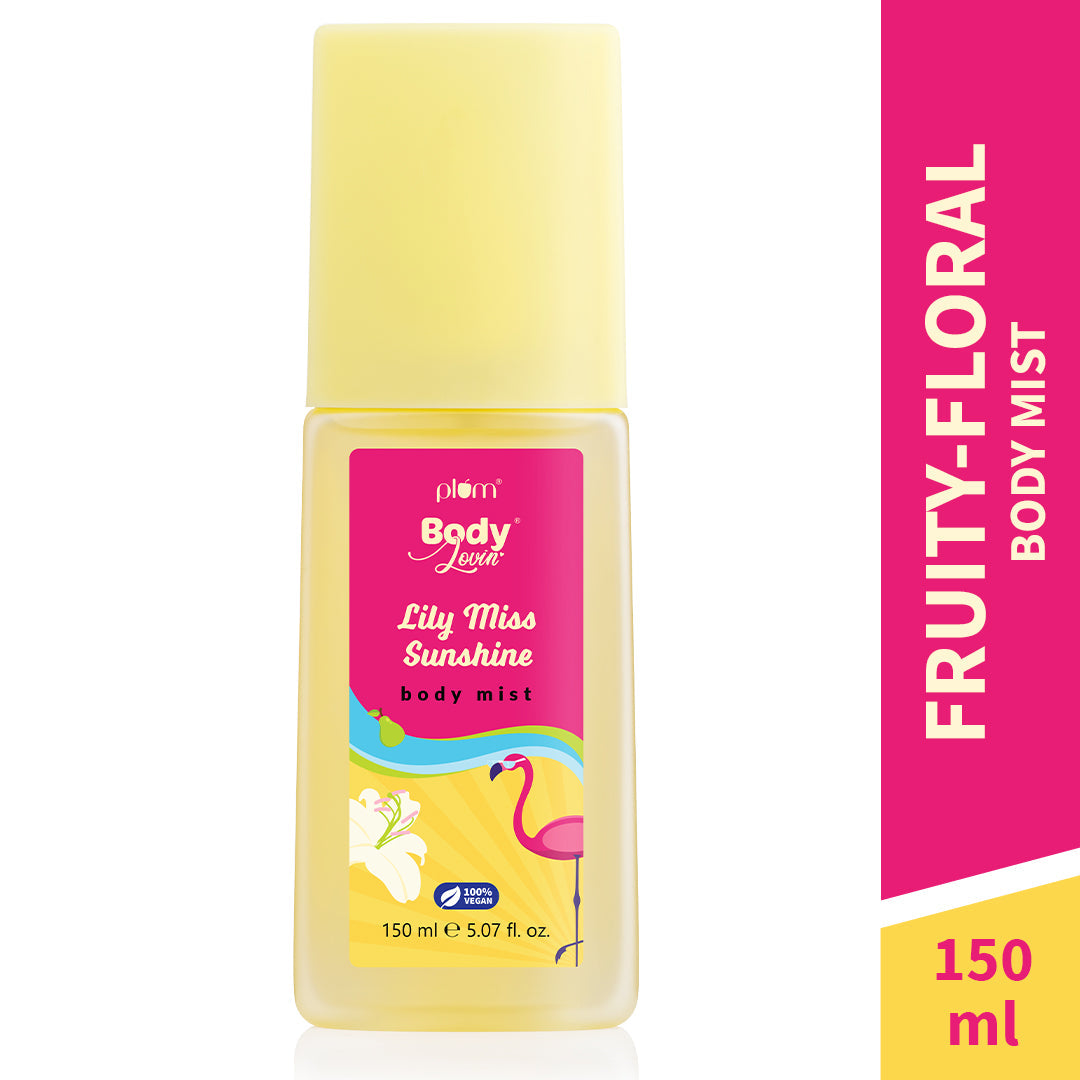 Plum Lily Miss Sunshine Body Mist by Plum BodyLovin' | Long Lasting | Travel-Friendly | Fruity-Floral Fragrance | Perfume Body Spray, 150ml Buy at Indicrest Image 2