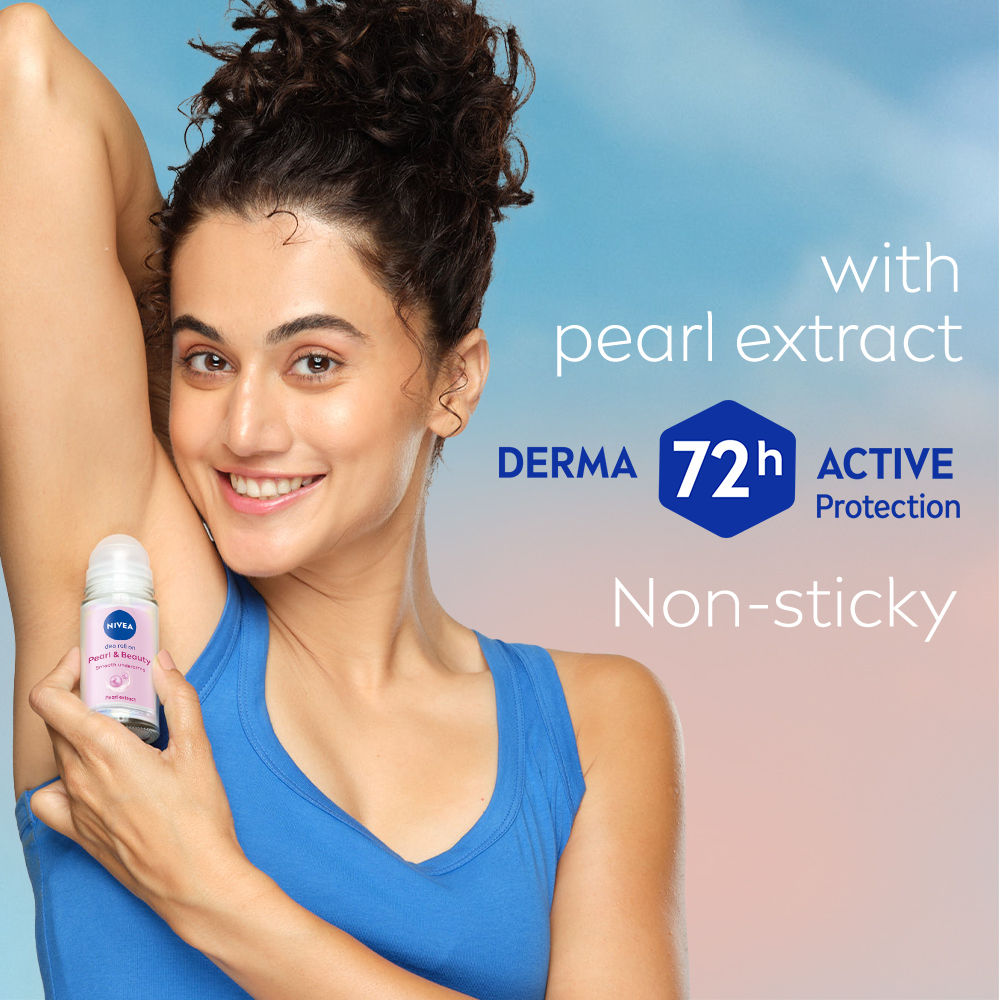 Nivea 72H Active Protection With Pearl Extract Deo Underarm Roll On -Smooth Skin,Odor Protection, 25ml Buy at Indicrest Image 7