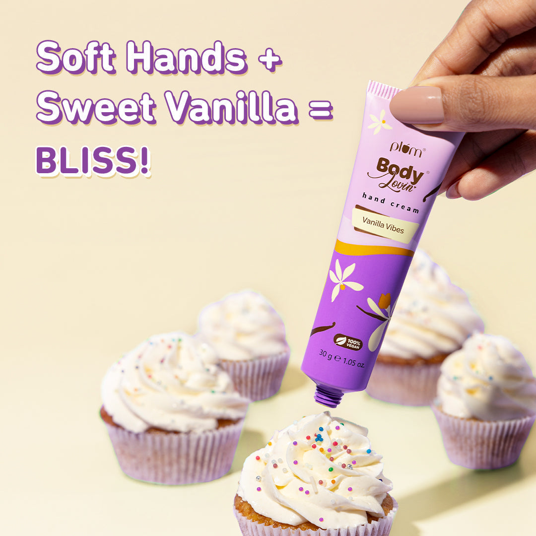 Plum Vanilla Vibes Hand Cream by Plum Body Lovin' | Ultra Moisturizing With Shea Butter | Irresistible, Warm Vanilla Fragrance | Non-Greasy & Lightweight, 30g Buy at Indicrest Image 3