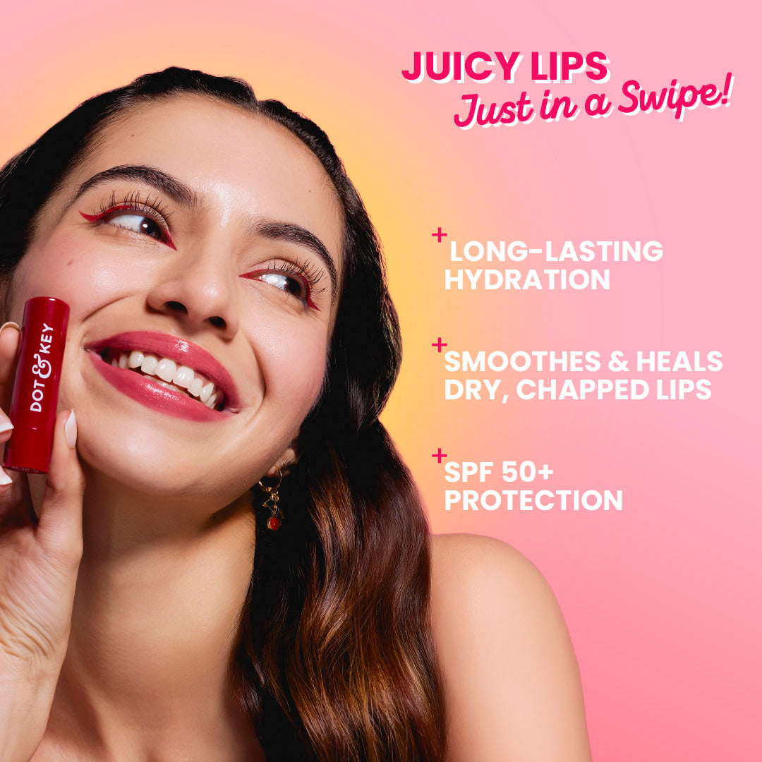 Dot & Key SPF 50+ Barrier Repair Hydrating Lip Balm, Cherry Crimson Buy at Indicrest Image 3