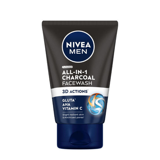 Nivea MEN Face Wash, All in 1 Charcoal, to Detoxify & Refresh Skin with 10x Vitamin C Effect, 100g Buy at Indicrest