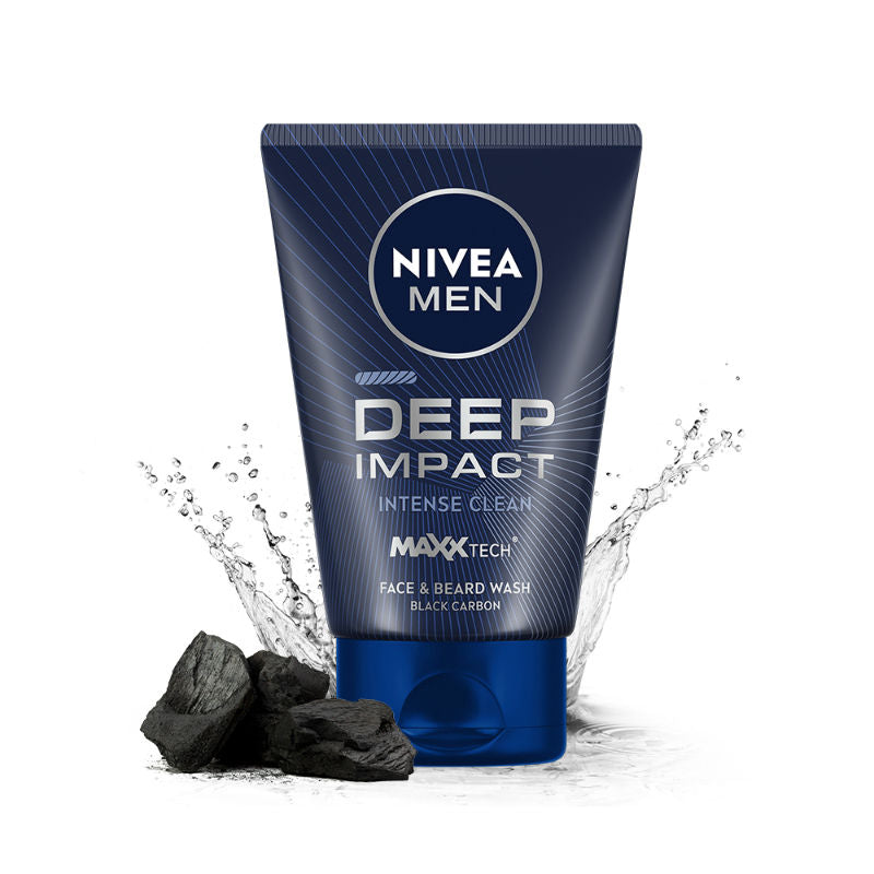 Nivea MEN Face Wash, Deep Impact Intense Clean, for Beard & Face, with Black Carbon, 100g Buy at Indicrest Image 3