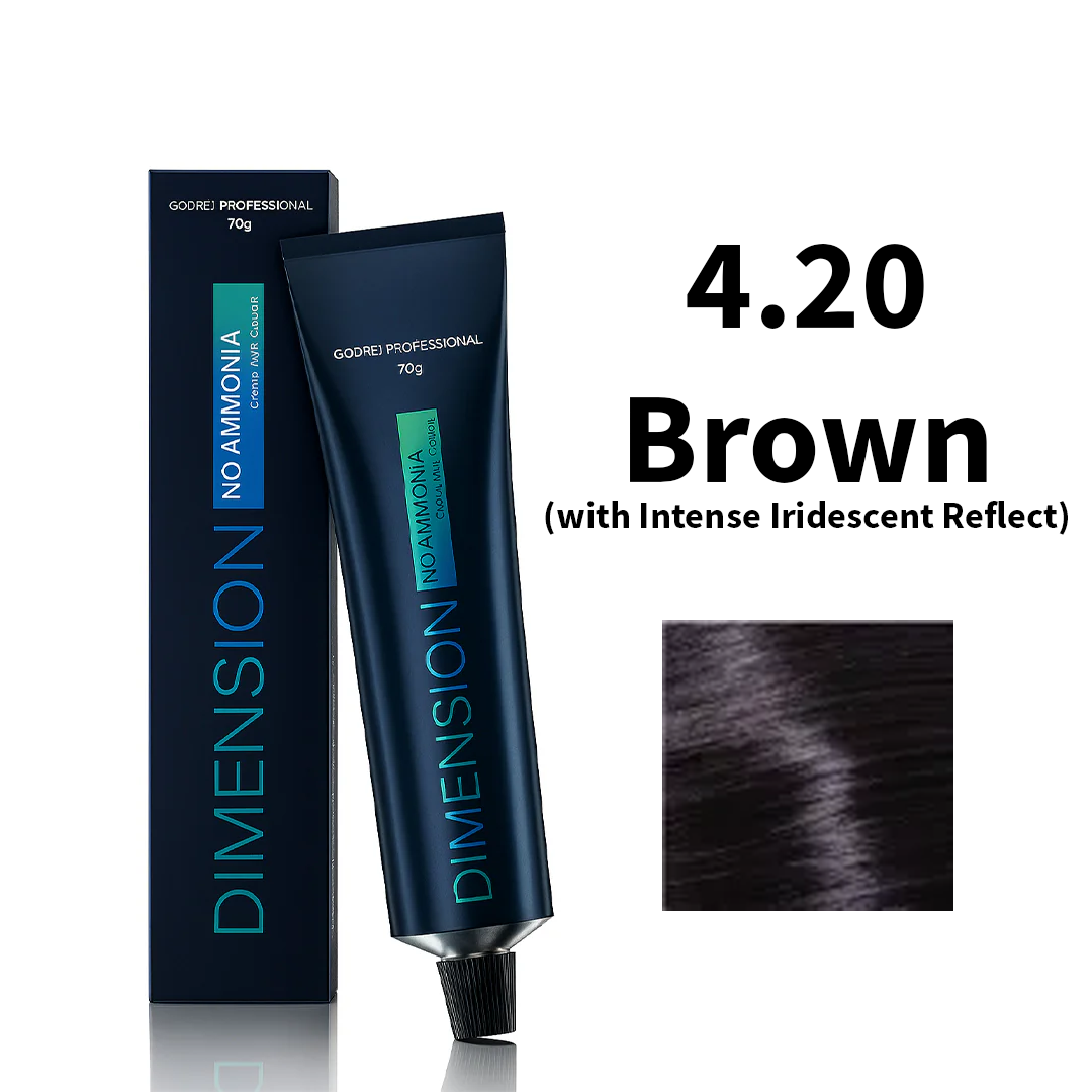 Godrej Professional Dimension No Ammonia Cream Hair Colour Red, Mahogany Iridescent Reflects 4.20 - Brown (with Intense Iridescent Reflect) 70g