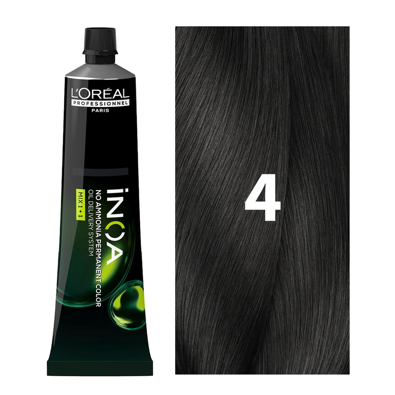 L'Oreal Professionnel Paris iNOA - 4 (Brown) - Ammonia Free Permanent Hair Colour - Mix 1:1 - (60g) Buy at Indicrest