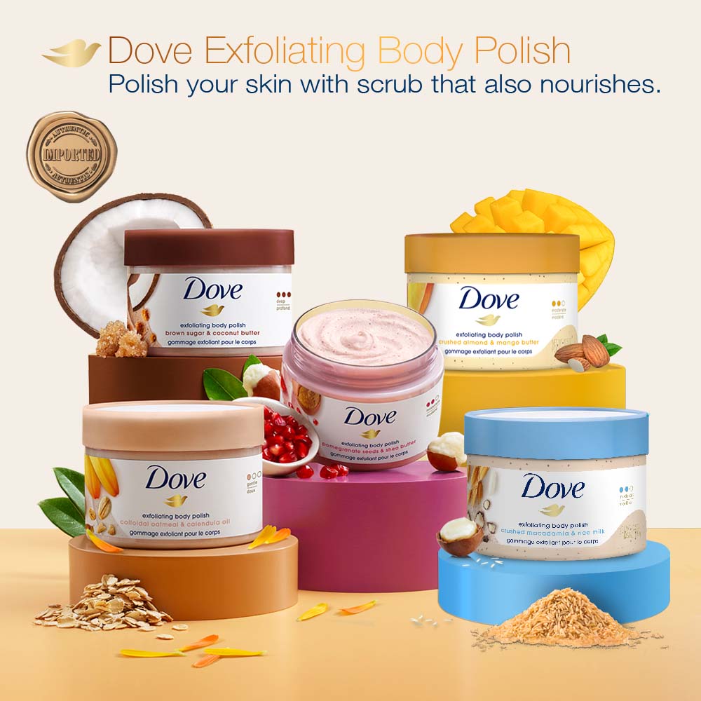 Dove Exfoliating Body Polish Scrub - Brown Sugar & Coconut Butter, 298g Buy at Indicrest Image 8