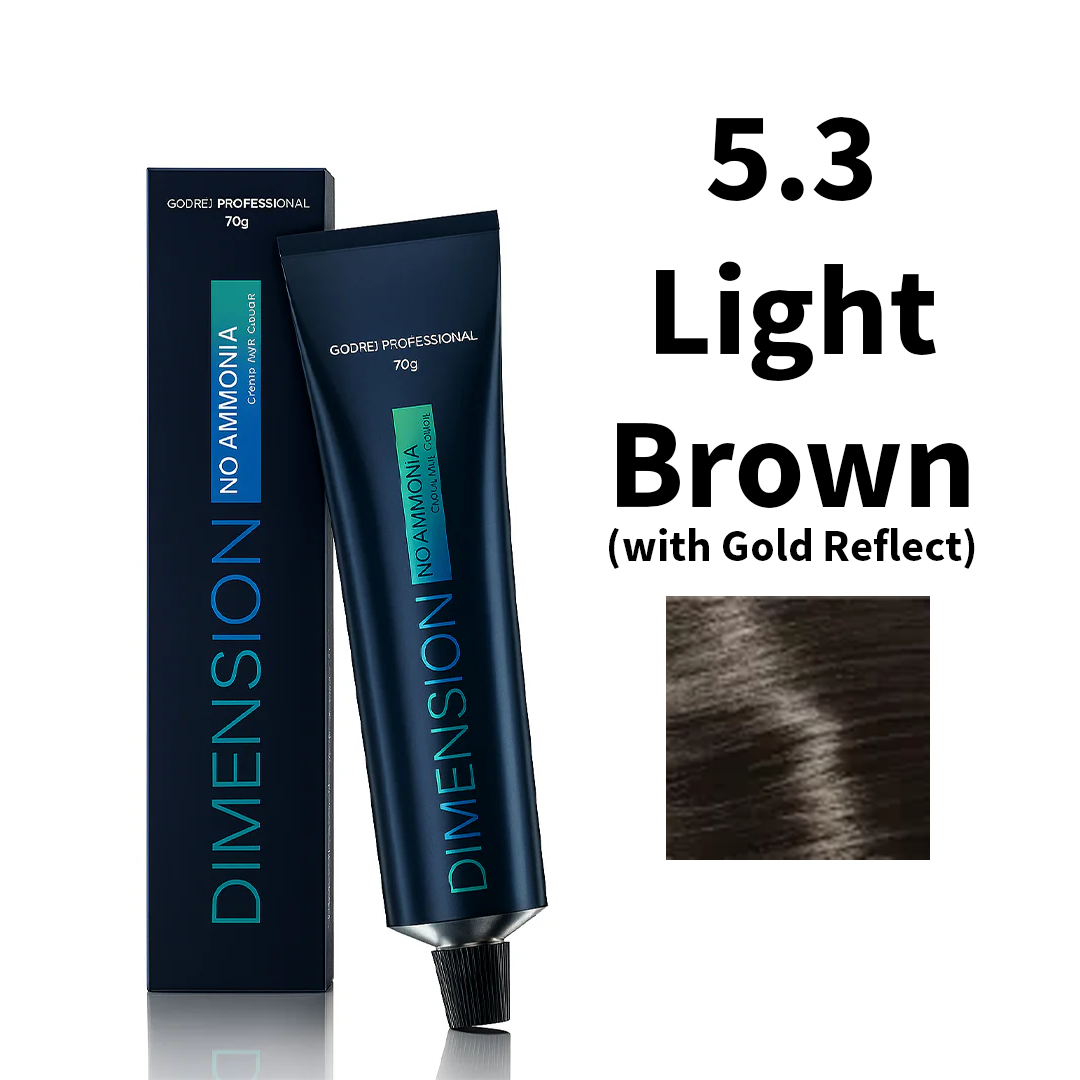 Godrej Professional Dimension No Ammonia Cream Hair Colour Gold Reflects 5.3 - Light Brown (with Gold Reflect) 70g