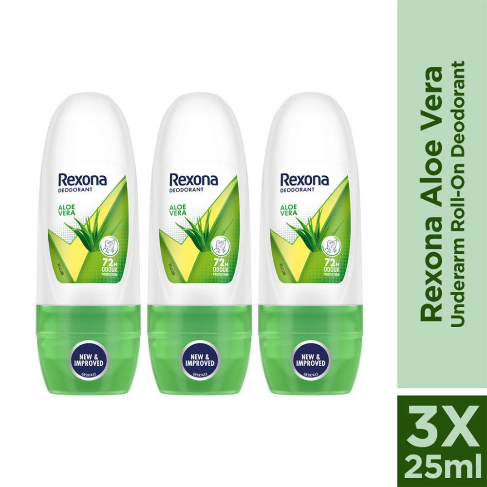 Rexona Women Deodorant Underarm Roll On Aloe Vera 72 Hour Odour Protection (Pack of 3), 75ml Buy at Indicrest Image 2