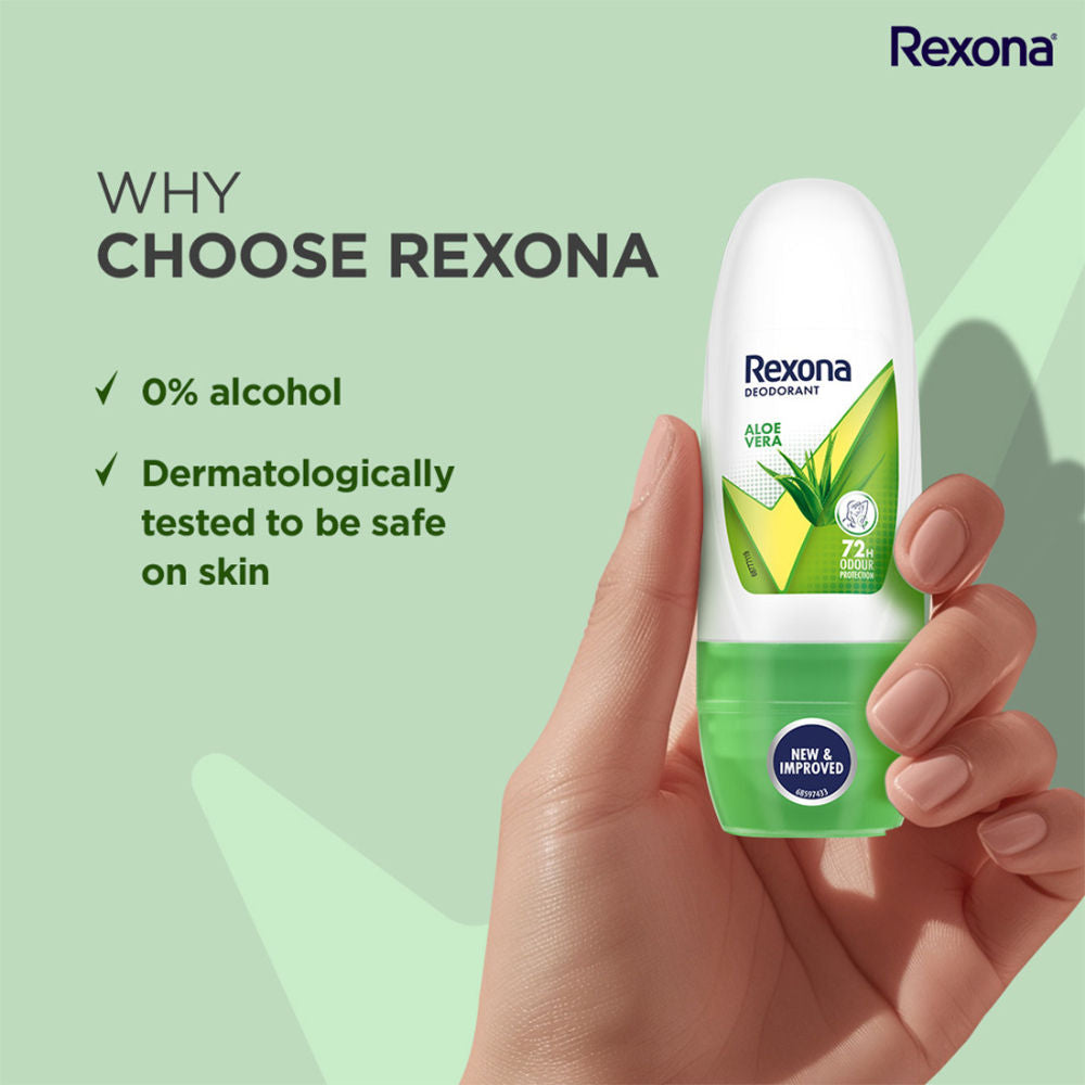 Rexona Women Deodorant Underarm Roll On Aloe Vera 72 Hour Odour Protection (Pack of 3), 75ml Buy at Indicrest Image 6