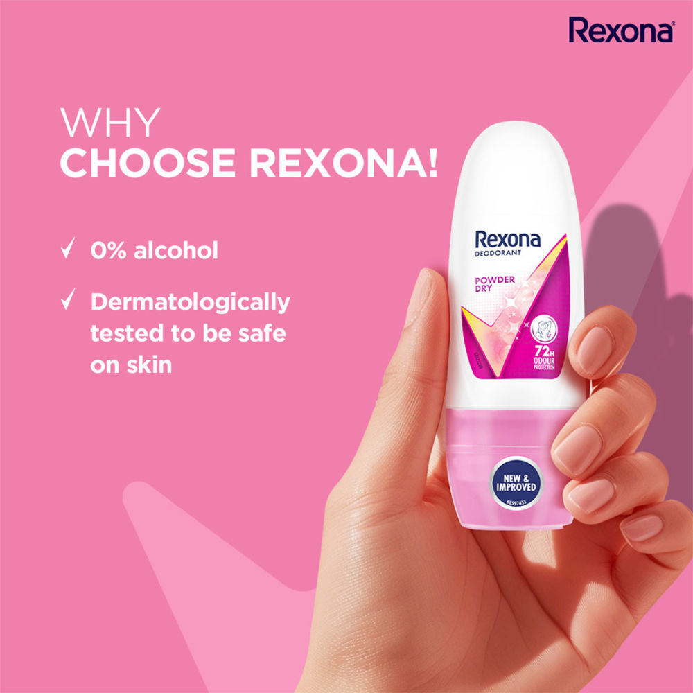 Rexona Women Deodorant Underarm Roll On Powder Dry 72 Hour Odour Protection (Pack of 5), 125ml Buy at Indicrest Image 6
