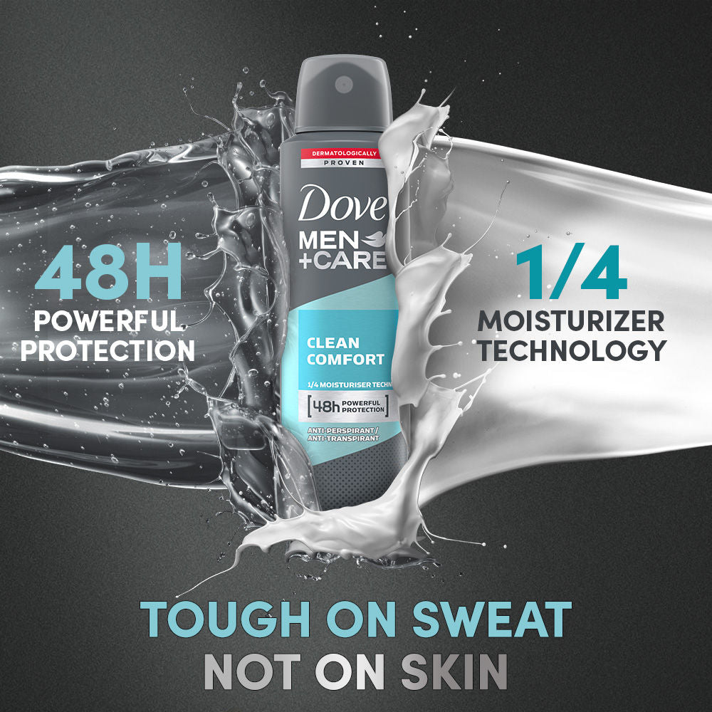 Dove Men+Care Clean Comfort Dry Spray Antiperspirant Deodorant (Pack of 2), 150ml Each Buy at Indicrest Image 5