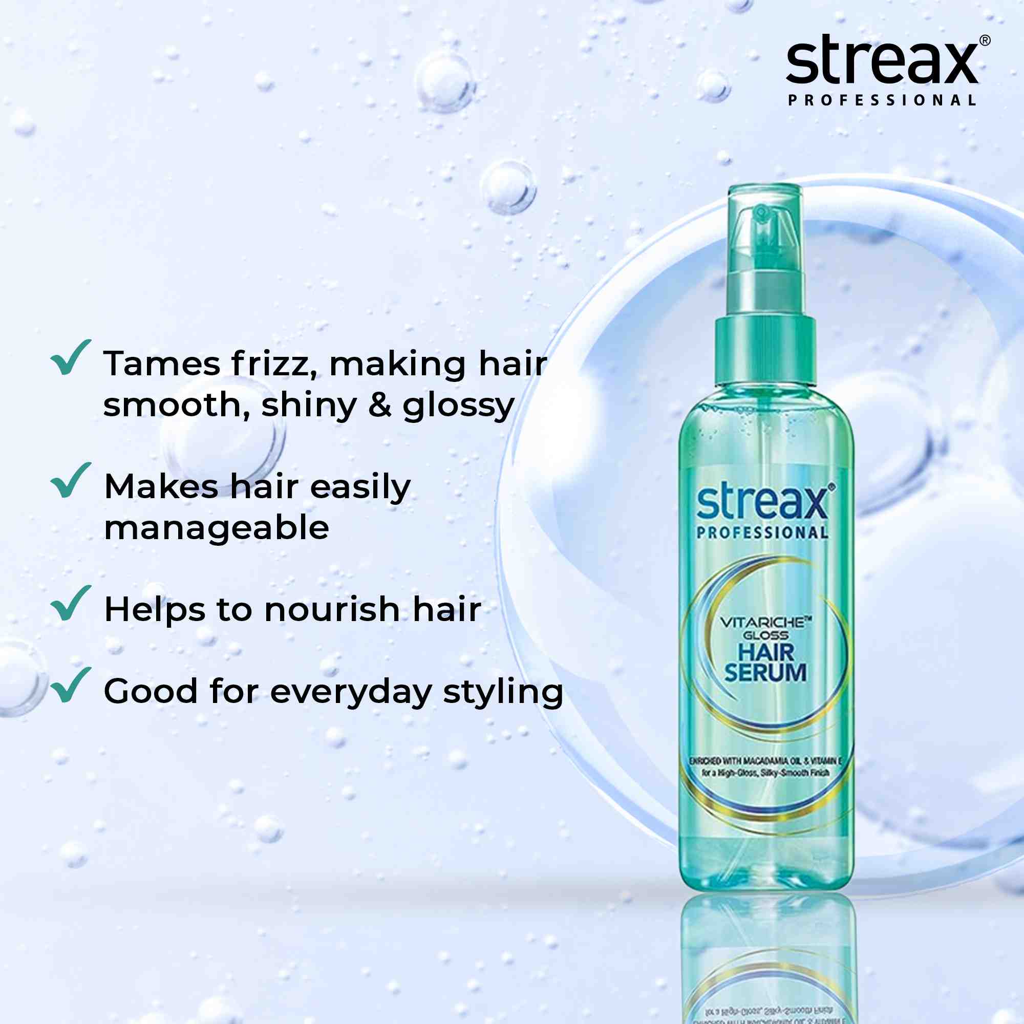 Streax Professional Vitariche Gloss Hair Serum, 50ml Buy at Indicrest Image 3