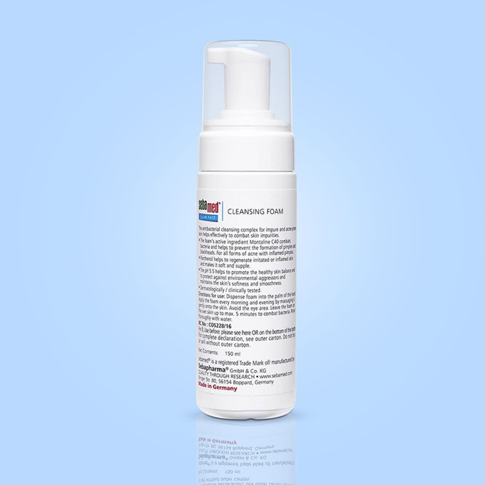 Sebamed Clear Face Foam, PH 5.5, Acne, Pimples & Blackheads, Montaline C40, Gentle Deep Cleanser, 150ml Buy at Indicrest Image 3
