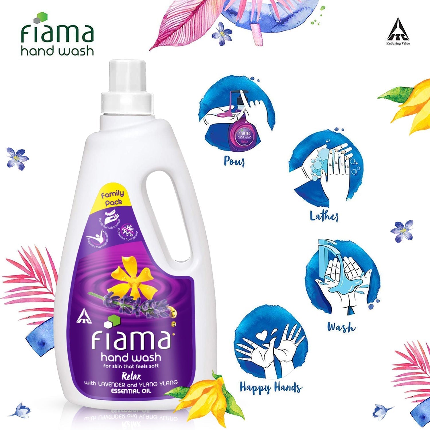 Fiama Relax Moisturising Hand Wash, Lavender Oil And Ylang Extracts For Soft And Supple Hands, 1000ml Buy at Indicrest Image 4