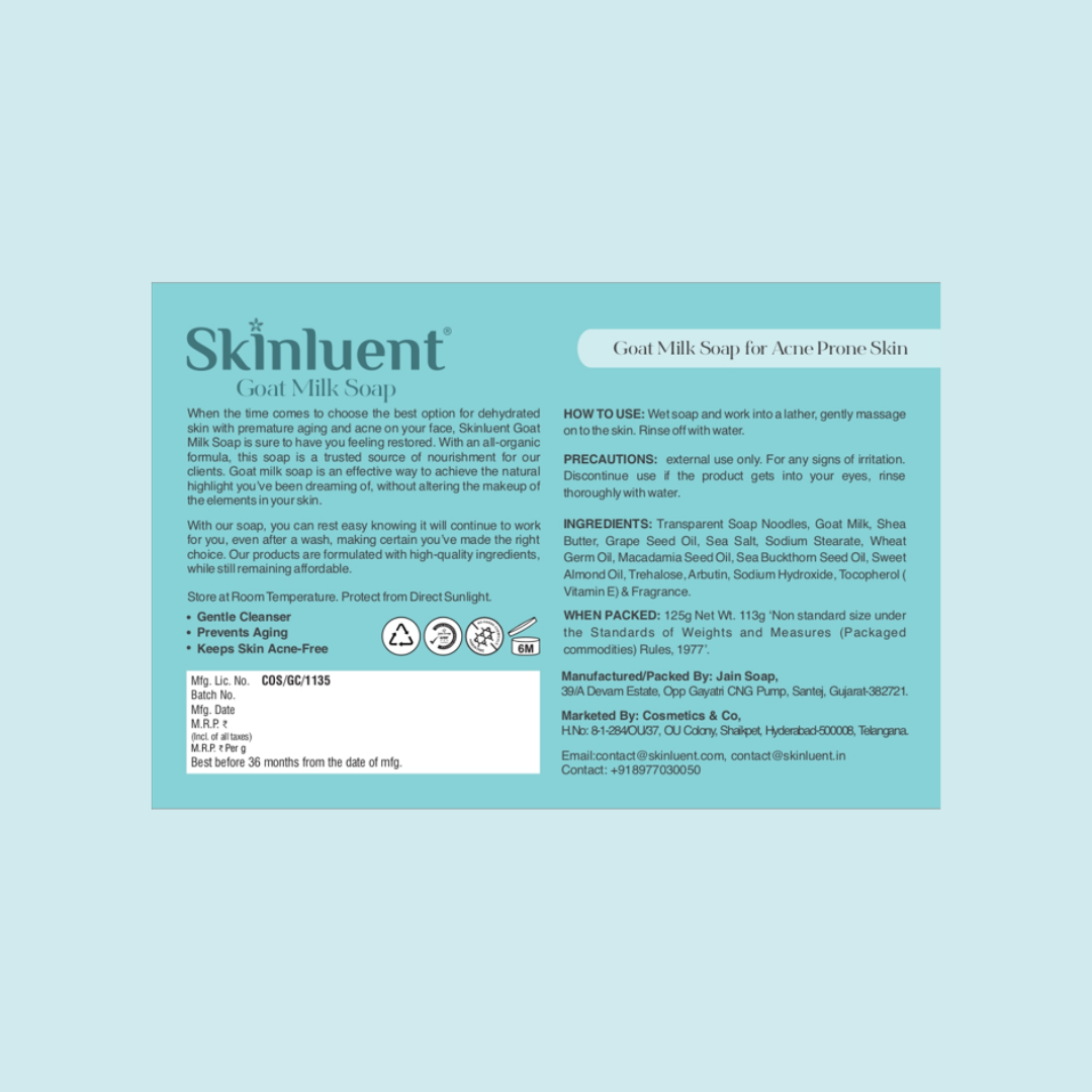 Skinluent Goat Milk Face & Body Soap Bar, 125g Buy at Indicrest Image 8