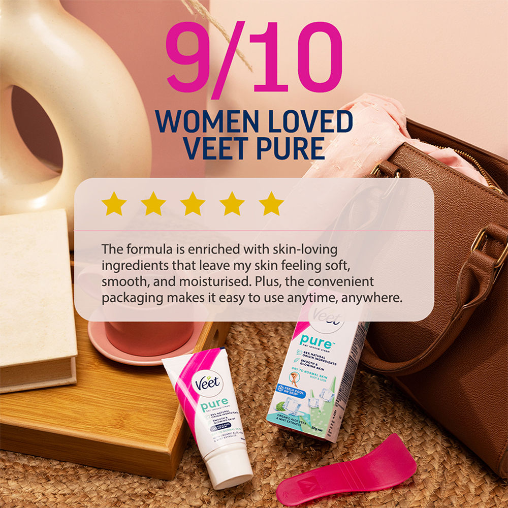 Veet Pure Hair Removal Cream For Women For Dry To Normal Skin, 50g Buy at Indicrest Image 3