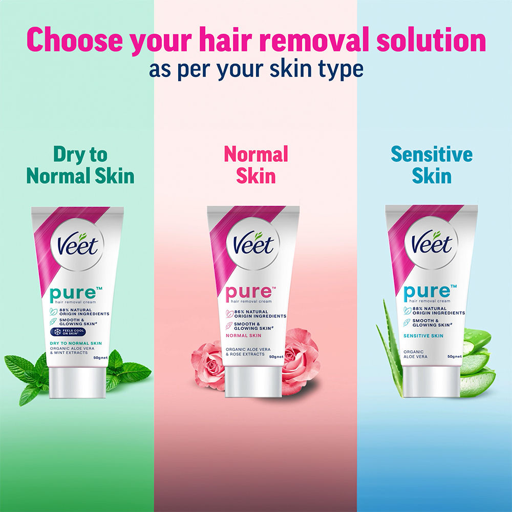Veet Pure Hair Removal Cream For Women For Dry To Normal Skin, 50g Buy at Indicrest Image 5
