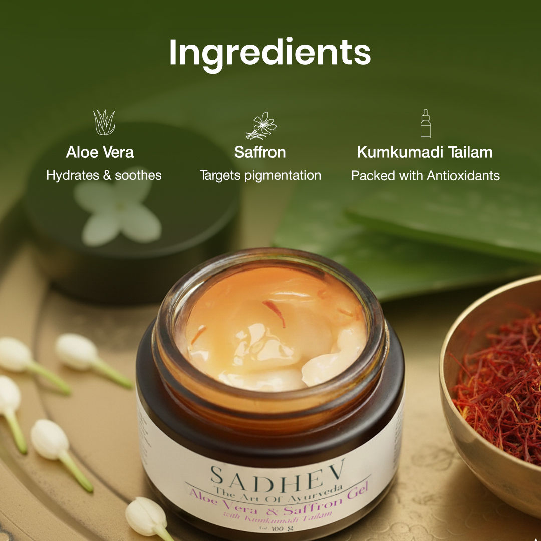 SADHEV Aloe Vera Gel With Saffron And Kumkumadi Thailam, 50g