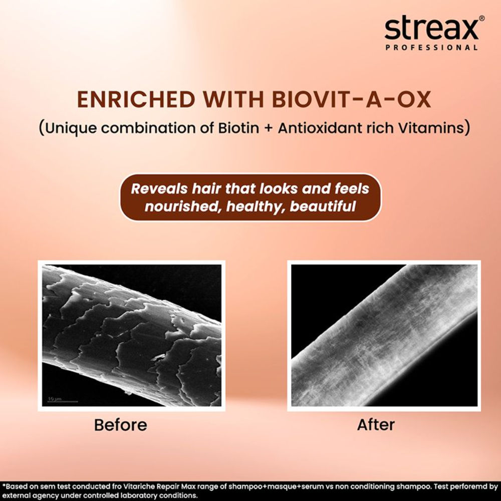 Streax Professional Vitariche Care Repair Max Hair Masque Biovit-A-OX For Healthy Hair, 200g Buy at Indicrest Image 4