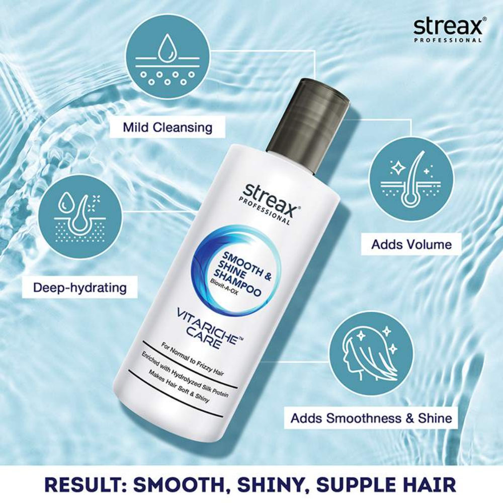 Streax Professional Vitariche Care Smooth & Shine Shampoo For Normal to Dry Hair, 300ml Buy at Indicrest Image 4