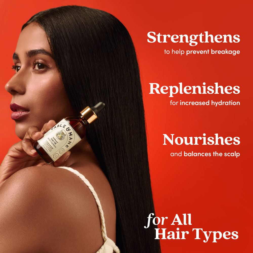 Fable & Mane Holiroots Treatment Oil With Ashwagandha & Amla For Hydration & Healthier Hair, 55ml