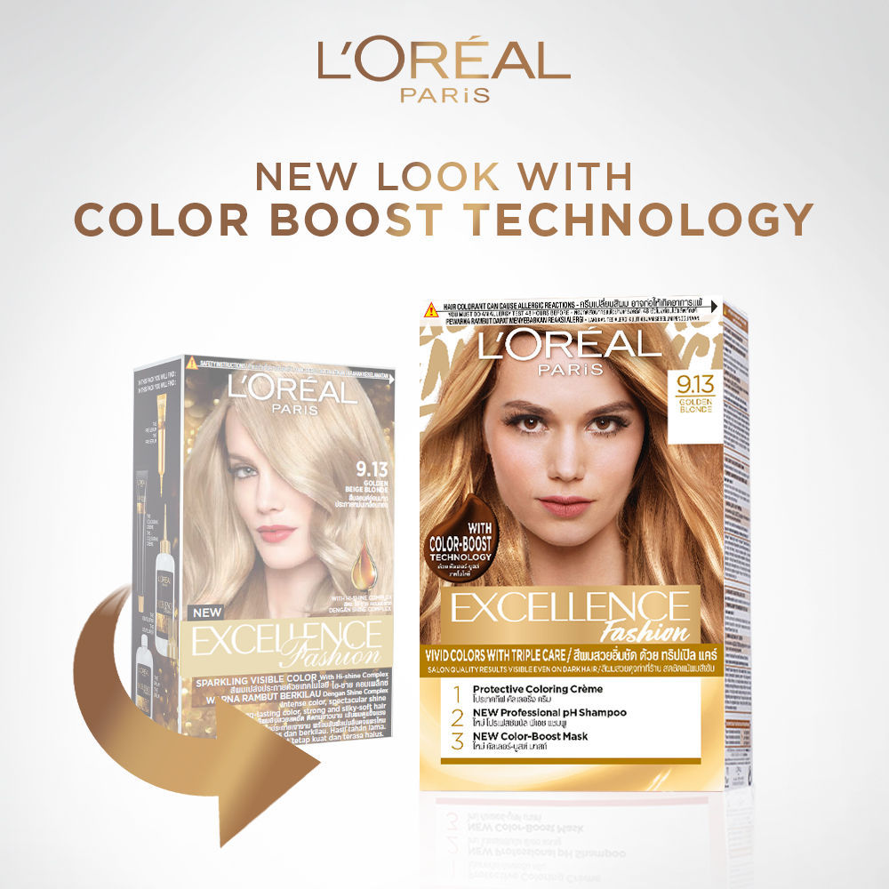 L'Oreal Paris Excellence Fashion Hair Color - Shade 9.13 Golden Beige Blonde, 172ml Buy at Indicrest Image 3