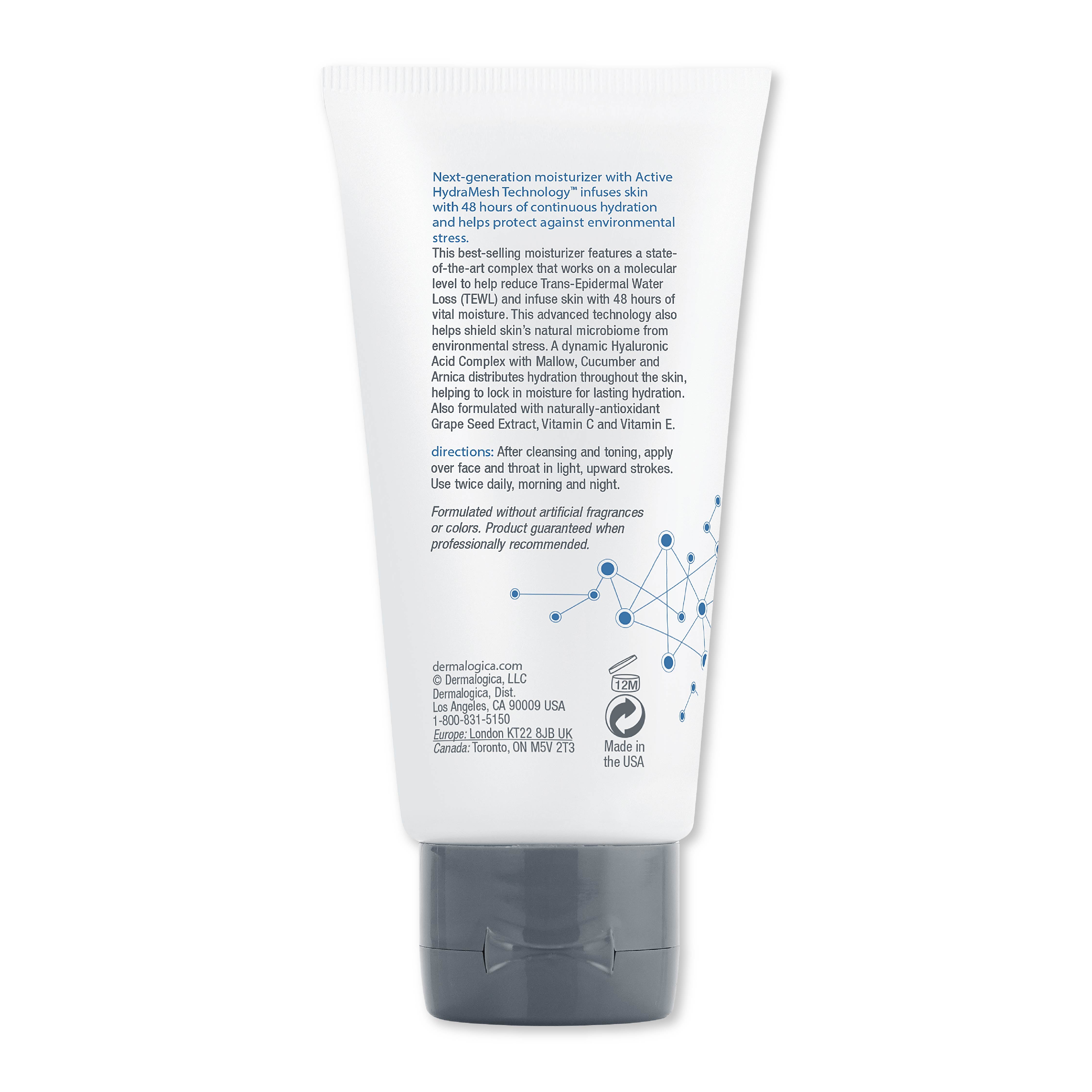 Dermalogica Skin Smoothing Cream Face Moisturiser Mini With Hyaluronic Acid & Vitman E, 15ml